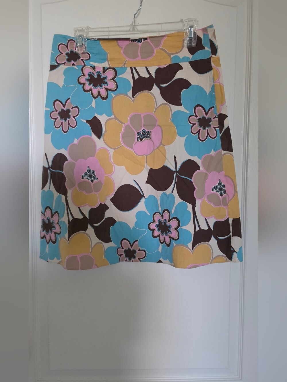 Espresso Floral A-Line Skirt in Blue, Yellow & Pink